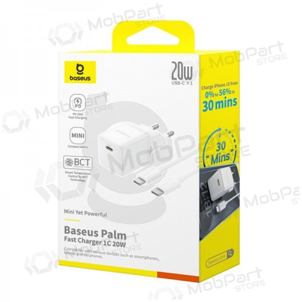 Ladegerät Baseus Palm 20W USB-C + USB-C to USB-C cable 1.0m Weiß P10111602213-01