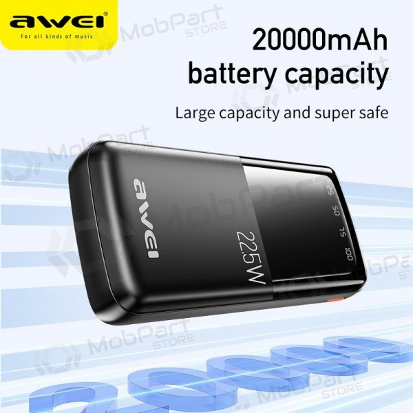 Externe Batterie Power Bank Awei P13K PD20W/QC22.5W 20000mAh Schwarz