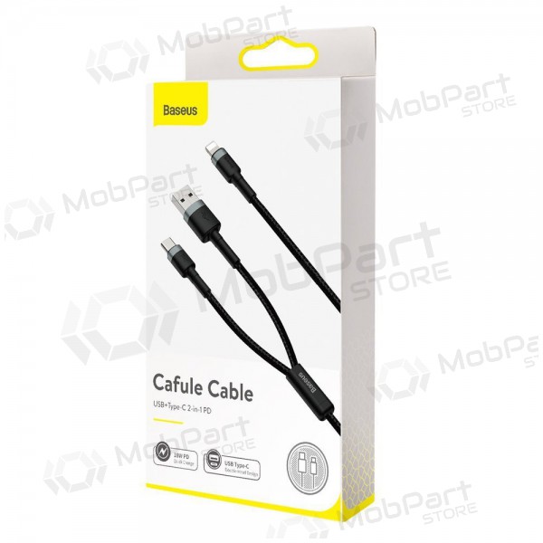 USB Kabel Baseus Cafule 2in1 Type-C Lightning 20w 1.2m (Grau-Schwarz) CATKLF-BG1