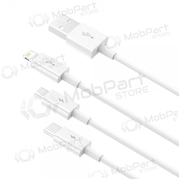 Kabel Baseus Superior USB - microUSB+Lightning+Type-C 3.5A 1.5m (Weiß) CAMLTYS-02