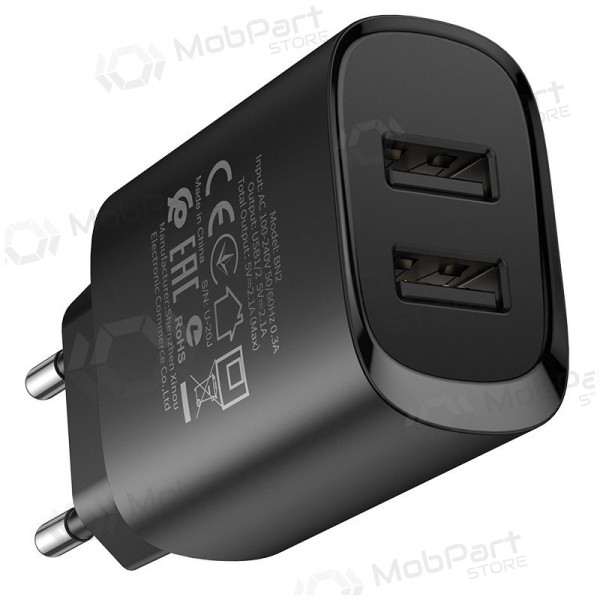 Ladegerät Borofone BN2 2xUSB 2.1A + Lightning (Schwarz)