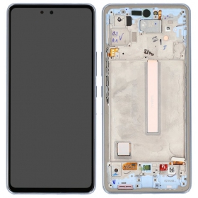 Ekranas Samsung A536 A53 5G 2022 su lietimui jautriu stikliuku und rėmeliu Awesome Blue OLED (real size)