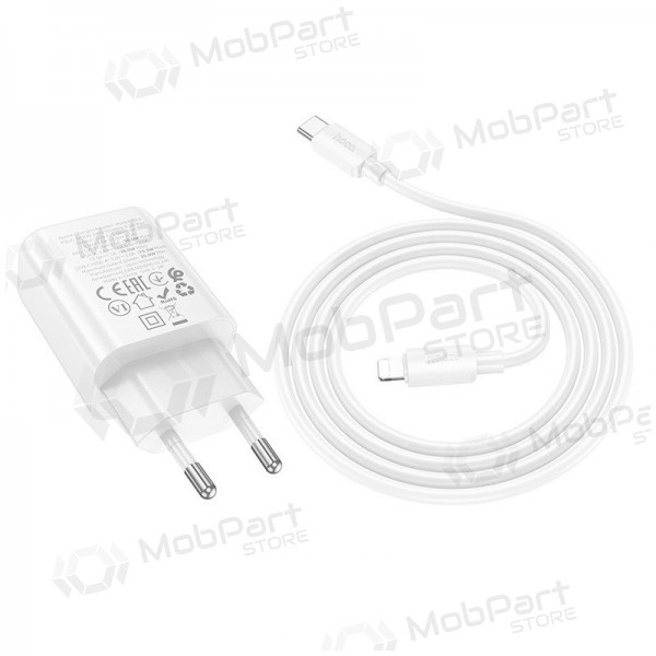 Telefonladegerät Hoco N63 30 W GaN USB-C + USB-A mit Lightning-Kabel 1 m weiß