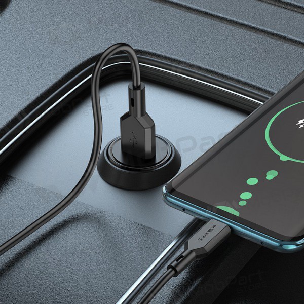 Ladegerät automobilinis Borofone BZ18 Quick Charge 3.0 18W + Type-C (Schwarz)