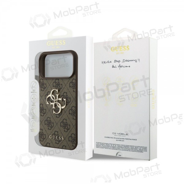 Apple iPhone 18 Pro hülle - Guess PU 4G Metal Logo (braun)
