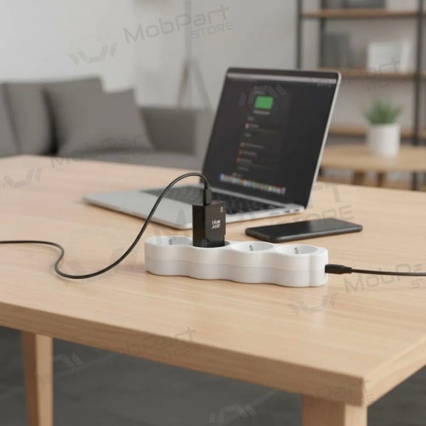 Telefonladegerät Blue Star Slim 25 W GaN USB-C + USB-A schwarz
