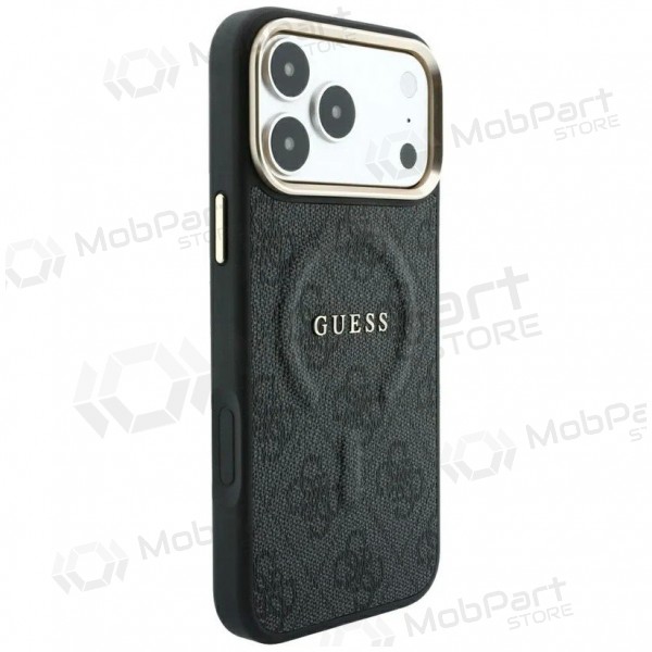 Apple iPhone 18 Pro hülle - Guess PU Leather 4G Gold Frame Embossed MagSafe (schwarz)