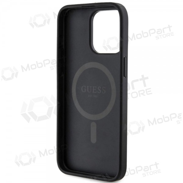 Apple iPhone 15 Pro Max hülle - Guess PU Leather 4G Colored Ring MagSafe (schwarz)