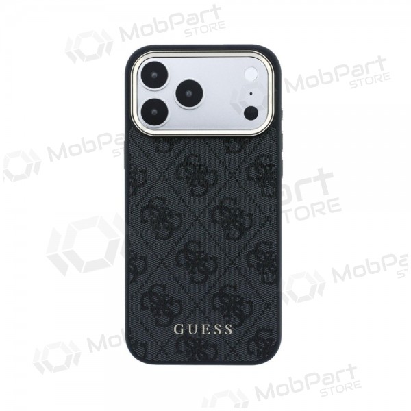 Apple iPhone 18 Pro Hülle - Guess PU Leather 4G Gold Frame MagSafe (schwarz)