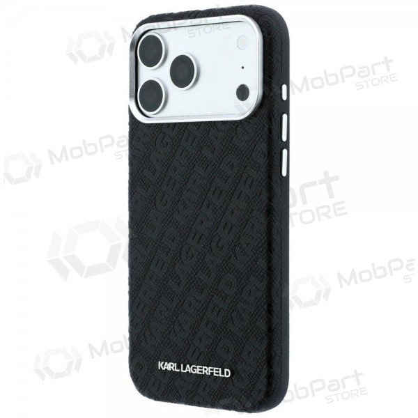 Apple iPhone 18 Pro Hülle - Karl Lagerfeld PU Grained Allover Semi Wrap MagSafe (Schwarz)