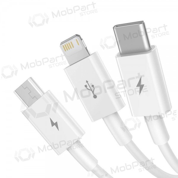 Kabel Baseus Superior USB - microUSB+Lightning+Type-C 3.5A 1.5m (Weiß) CAMLTYS-02