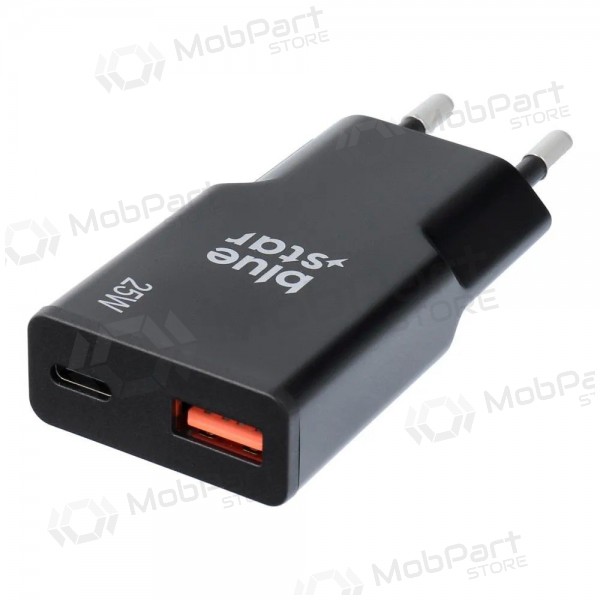 Telefonladegerät Blue Star Slim 25 W GaN USB-C + USB-A schwarz