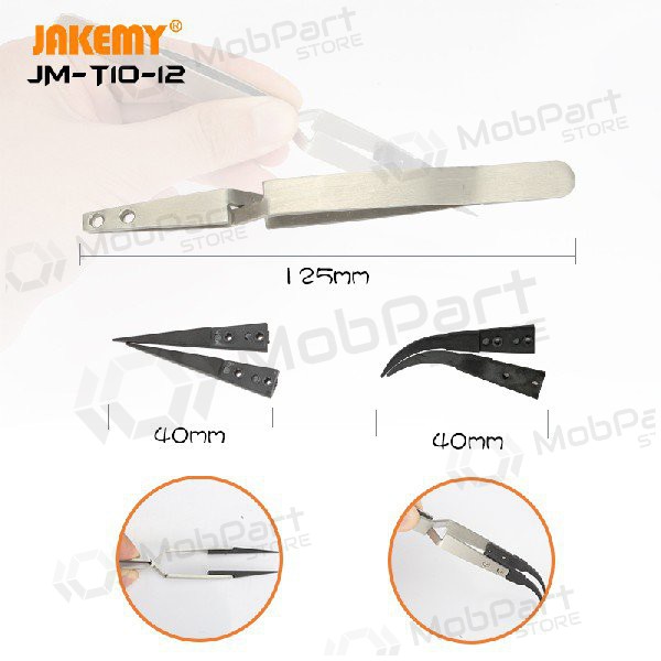 Antistatische Pinzette aus Metall Jakemy JM-T10-12 ESD (replaceable head)