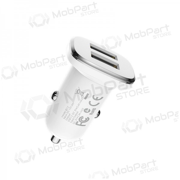 Ladegerät automobilinis Borofone BZ12 x 2 USB (2.4A) (Weiß)