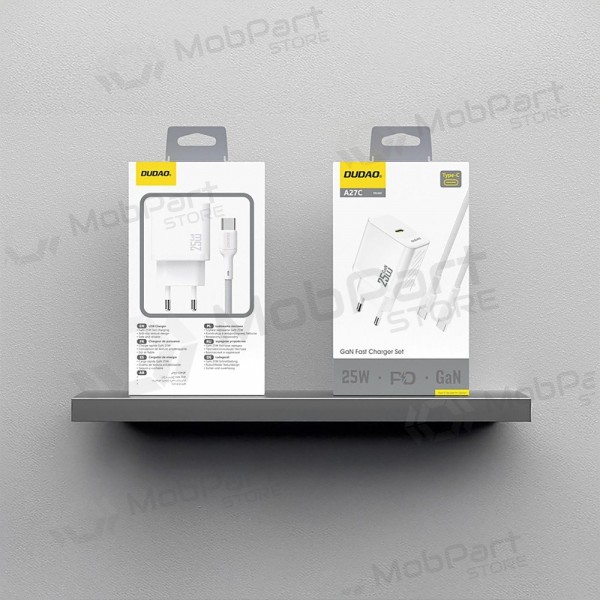 Ladegerät Dudao A27C GaN 25W USB-C + USB-C auf USB-C Kabel 1.0m weiß