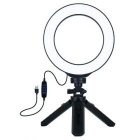 LED žiedinė Lampe 16cm, su trikoju stovu 12-14.5cm, USB