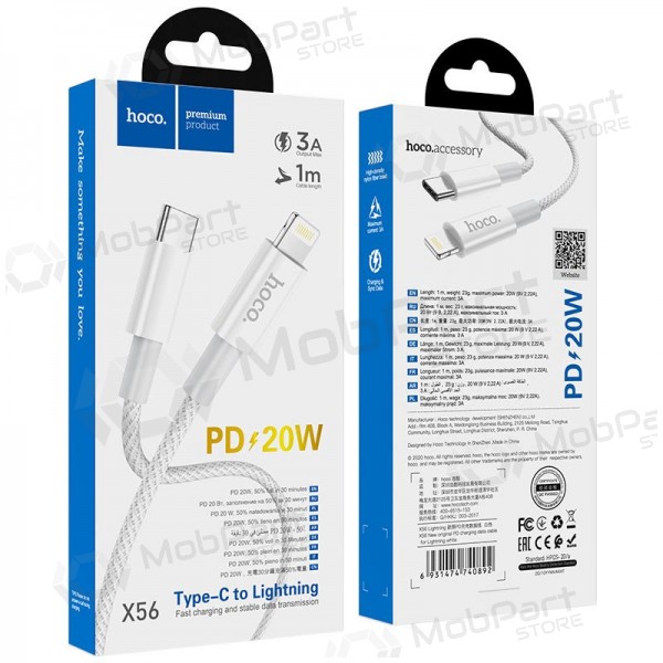Lightning Kabel Hoco X56 USB-C auf Lightning 1 m PD weiß