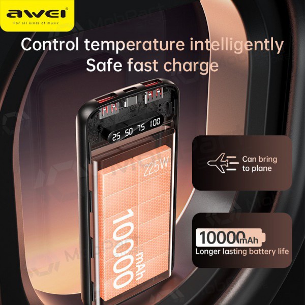 Externe Batterie Power Bank Awei P10K 22.5W 10000mAh Schwarz Externe Batterie Power Bank Awei P10K 22.5W 10000mAh Schwarz