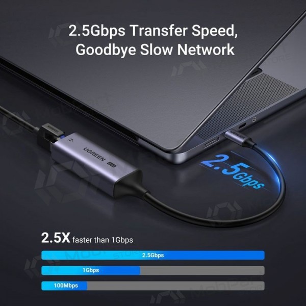 USB-C adapteris Ugreen CM648 USB-C zu RJ45 grau