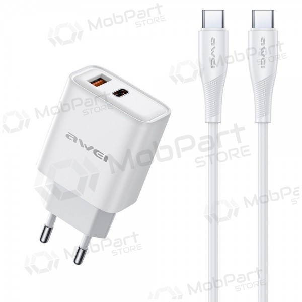 Telefonladegerät Awei PD81C-EU 22.5 W USB-C + USB-A mit USB-C Kabel 1 m