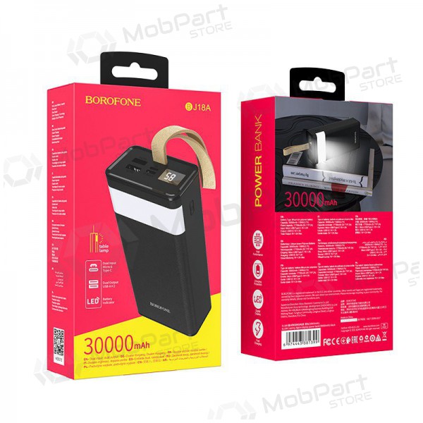 externe Batterie Power Bank Borofone BJ18A 2xUSB 2A 30000mAh Schwarz