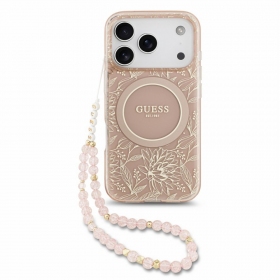 Apple iPhone 18 Pro hülle - Guess IML Flowers Allover Strap MagSafe (weiß)