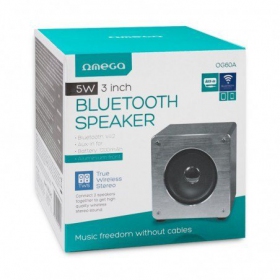 Bluetooth tragbarer Lautsprecher OMEGA WOODEN OG60A (MicroSD, Freisprecheinrichtung, AUX,FM) (Grau)