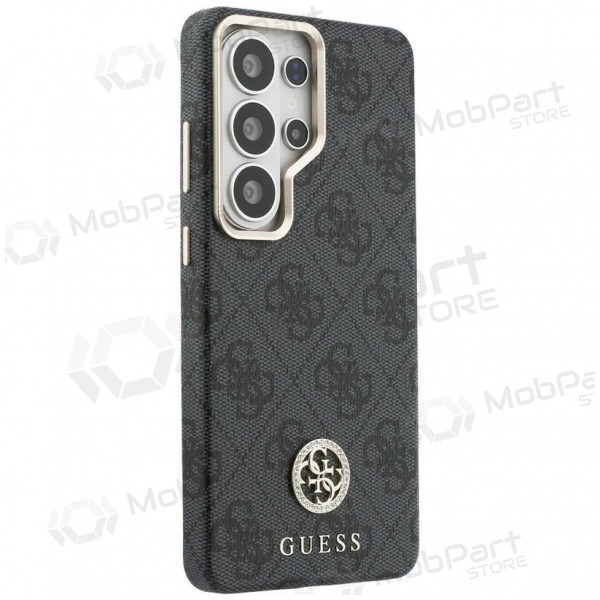 Samsung Galaxy S26 Ultra hülle - Guess PU Leather 4G Strass Logo Gold Frame Magnetic (schwarz)