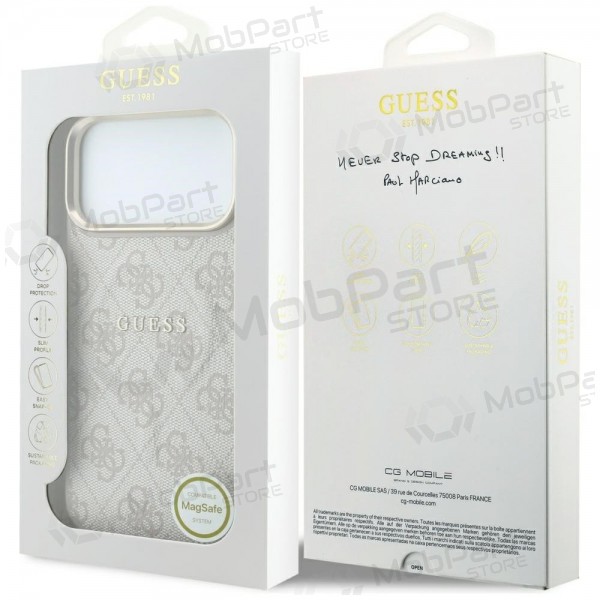 Apple iPhone 18 Pro hülle - Guess PU Leather 4G Gold Frame Embossed MagSafe (rosa)