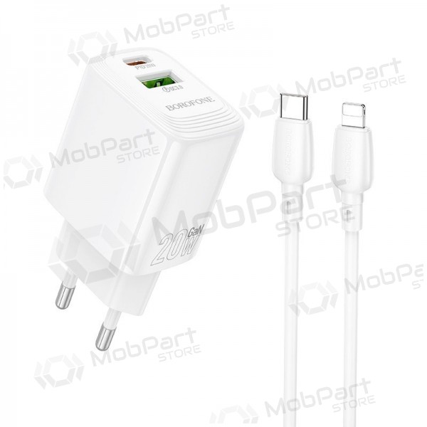 Telefonladegerät Borofone BN27 20 W USB-C + USB-A mit Lightning-Kabel 1 m weiß