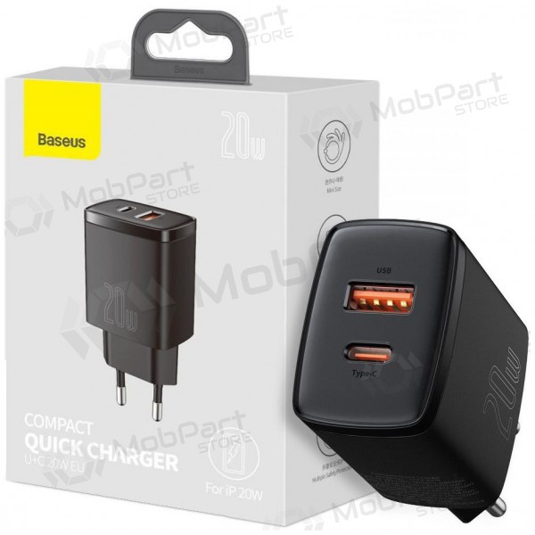 Ladegerät Baseus USB + Type-C 20W CCXJ-B01 (Schwarz)