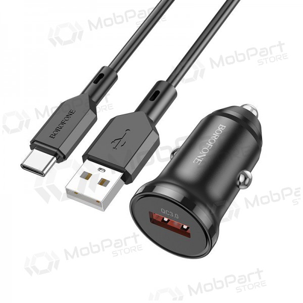 Ladegerät automobilinis Borofone BZ18 Quick Charge 3.0 18W + Type-C (Schwarz)