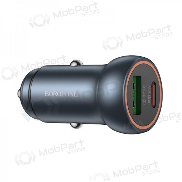 Borofone BZ32A 30 W USB-C + USB-A Autoladegerät, grau