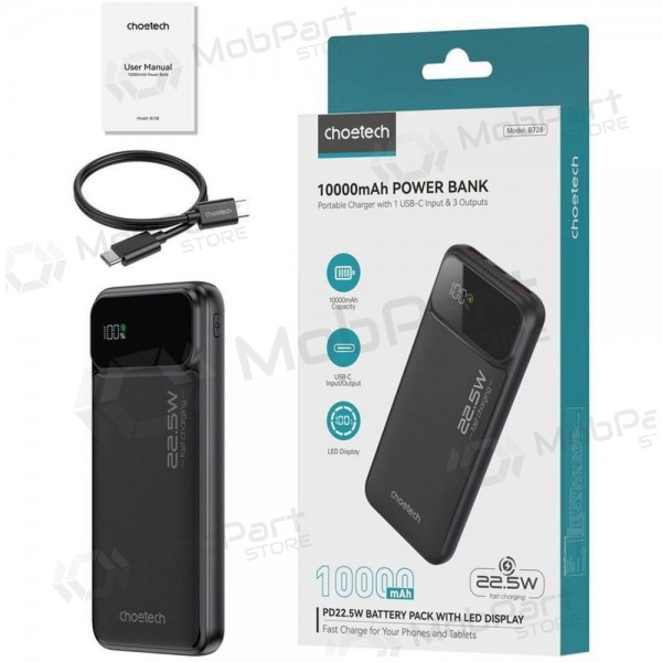 Externe Batterie Power Bank Choetech B728 22.5W 10000mAh Schwarz Externe Batterie Power Bank Choetech B728 22.5W 10000mAh Schwarz