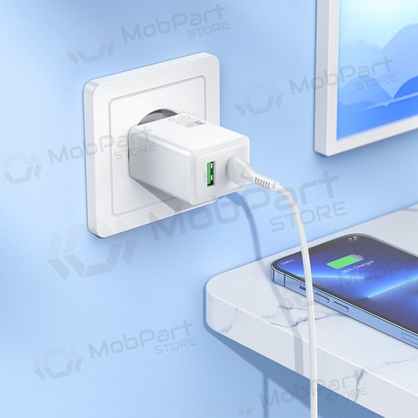Telefonladegerät Hoco N71 30 W GaN USB-C + USB-A mit Lightning Kabel 1 m weiß