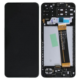 Ekranas Samsung A137 A13 2022 su lietimui jautriu stikliuku und rėmeliu Black original