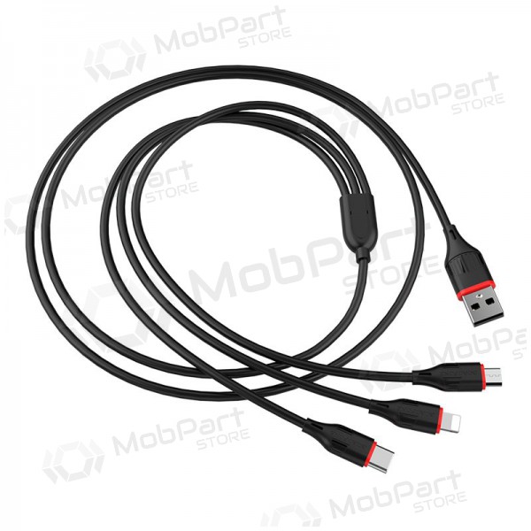 USB Kabel Borofone BX17 3in1 microUSB-Lightning-Type-C 1.0m (Schwarz)