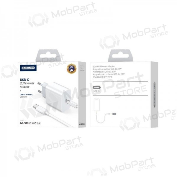 Ladegerät Jellico AK180 20W USB-C + USB-C to USB-C cable 1.0m Weiß