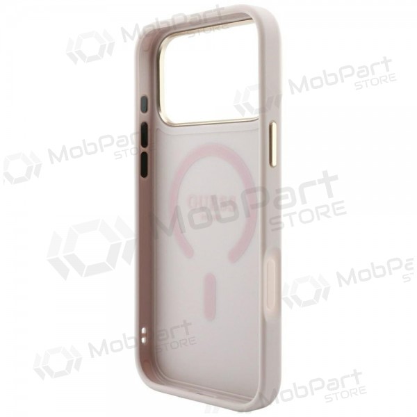 Apple iPhone 18 Pro hülle - Guess PU Leather 4G Gold Frame Embossed MagSafe (rosa)