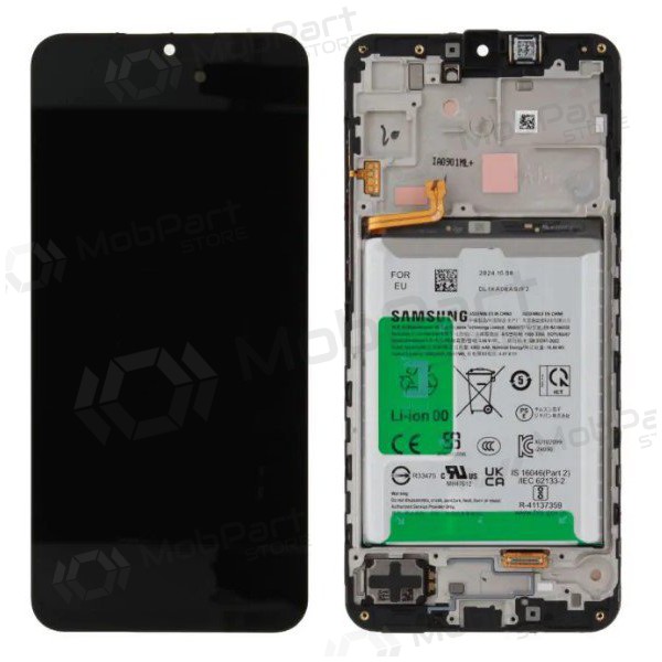 Ekranas Samsung A166 A16 5G su lietimui jautriu stikliuku und rėmeliu und Batterie Black original (service pack) Ekranas Samsung A166 A16 5G su lietimui jautriu stikliuku und rėmeliu und Batterie Black original (service pack)