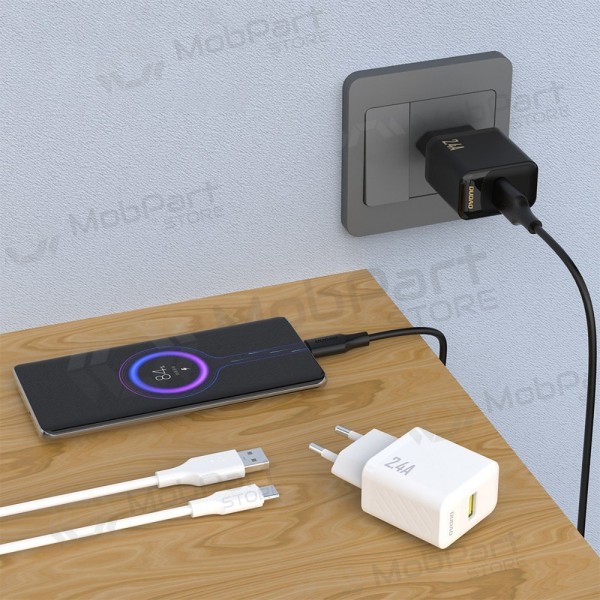 Dudao A23T 12 W USB-A Telefonladegerät mit USB-C Kabel 1 m schwarz