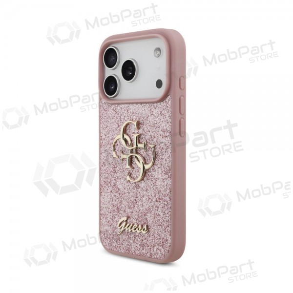 Apple iPhone 18 Pro hülle - Guess PU Fixed Glitter 4G Metal Logo (rosa)