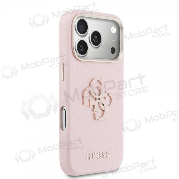 Apple iPhone 17 Pro Max hülle - Guess PU Grained 4G Resin Metal Logo (rosa)