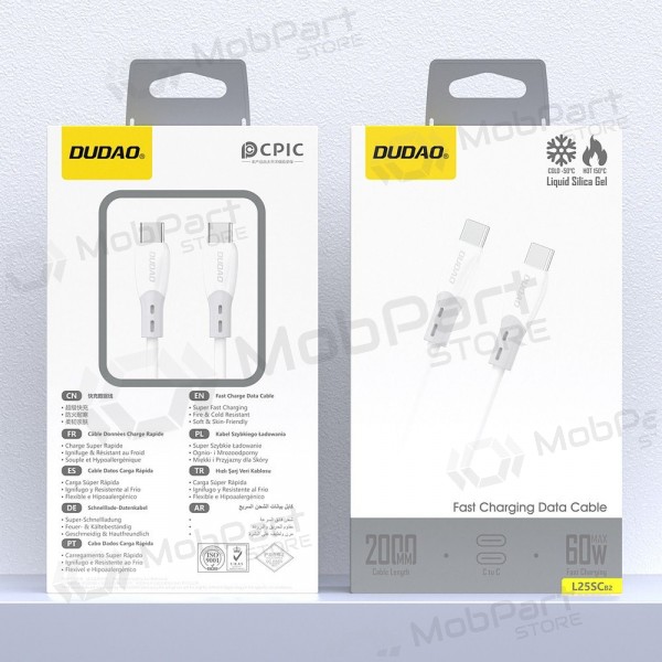 USB-C-Kabel Dudao L25SC USB-C auf USB-C 2 m 60 W weiß