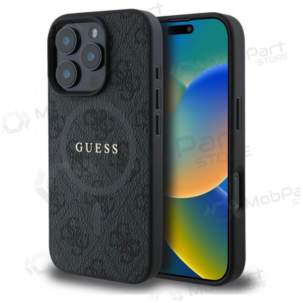 Apple iPhone 16 Pro Max hülle - Guess PU Leather 4G Colored Ring MagSafe (schwarz)