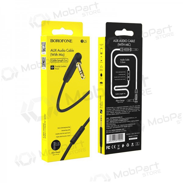 Audio Adapter 3,5mm į 3,5mm Borofone BL5 AUX (Schwarz) Audio Adapter 3,5mm į 3,5mm Borofone BL5 AUX (Schwarz)