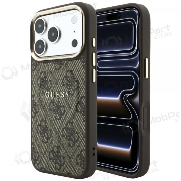 Apple iPhone 18 Pro Max hülle - Guess PU Leather 4G Gold Frame Embossed MagSafe (braun)