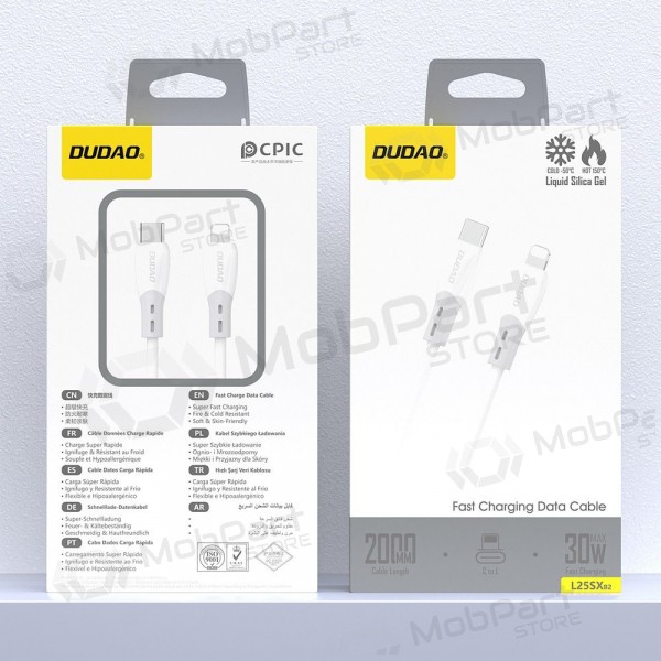 Lightning-Kabel Dudao L25SX USB-C auf Lightning 2 m 30 W weiß