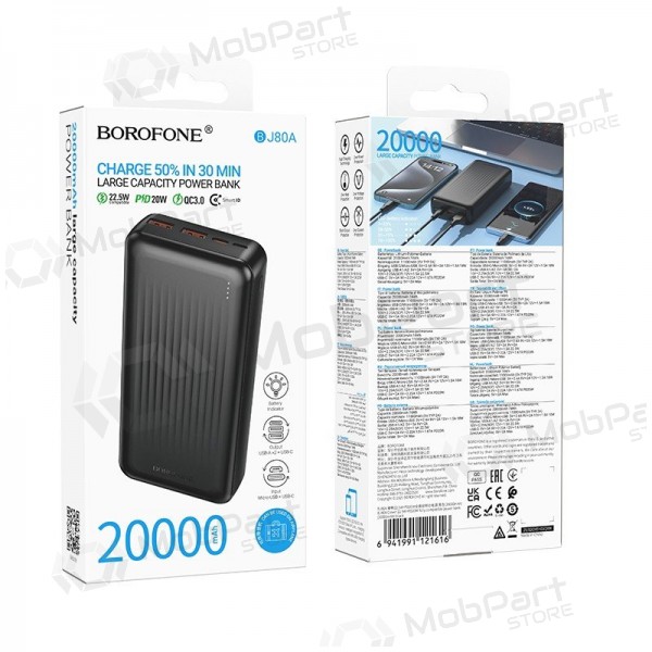 Externe Batterie Power Bank Borofone BJ80A 22.5W 20000mAh Schwarz