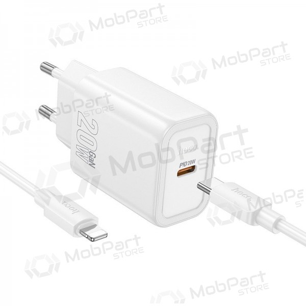 Ladegerät Hoco N60 20W GaN USB-C + USB-C to Lightning cable 1.0m Weiß